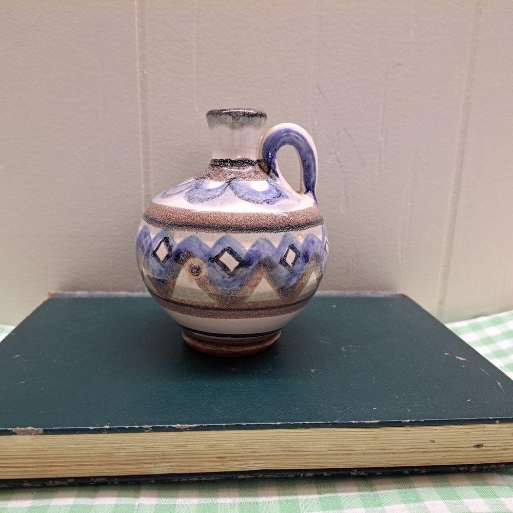 Handcrafted Studio Pottery Blue and Brown Ceramic Vase